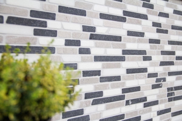 Piastrella di mosaico dipinta a mano marmo pietra naturale beige grigio nero Brick Botticino Nero MOS40-0204_m