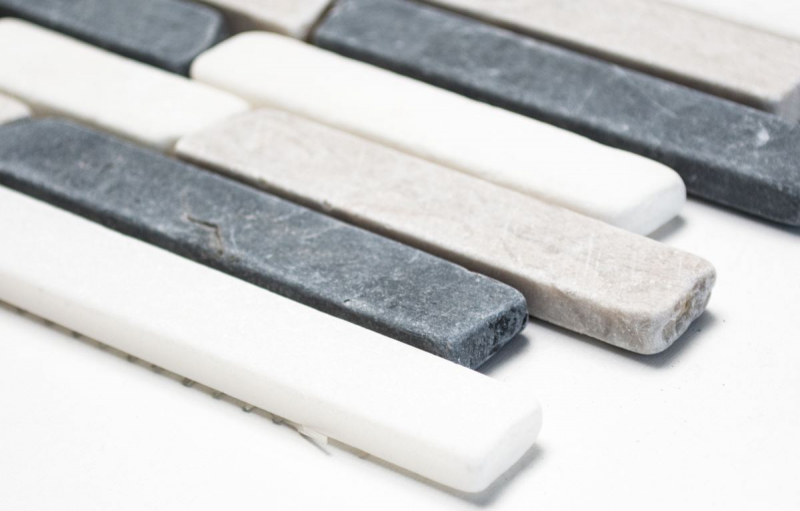 Piastrella di mosaico dipinta a mano marmo pietra naturale beige grigio nero Brick Botticino Nero MOS40-0204_m