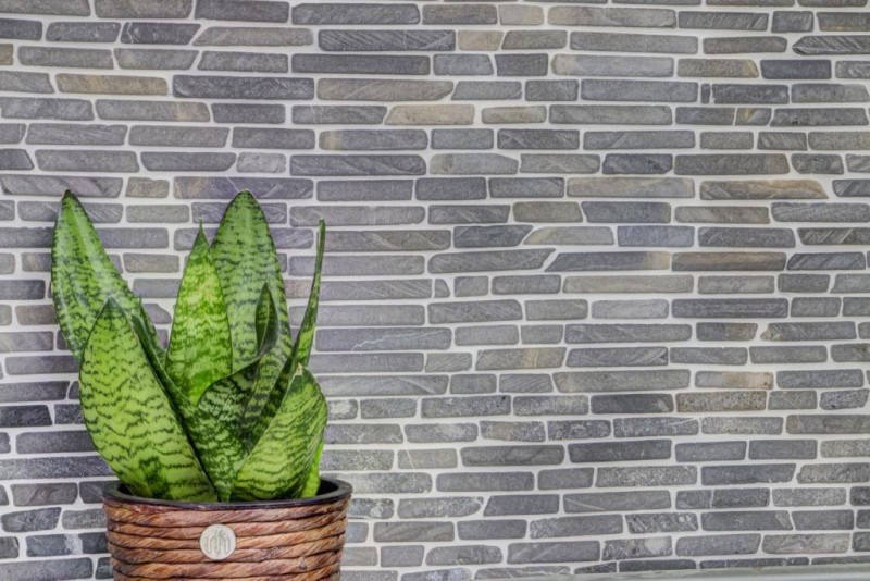 Mosaico di marmo pietra naturale grigio antracite mattone composito splashback piastrelle backsplash parete cucina - MOS40-0125