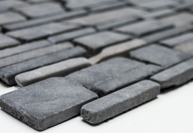 Piastrella di mosaico in marmo pietra naturale grigio antracite mosaico di mattoni Neromarquina MOS40-0210_f