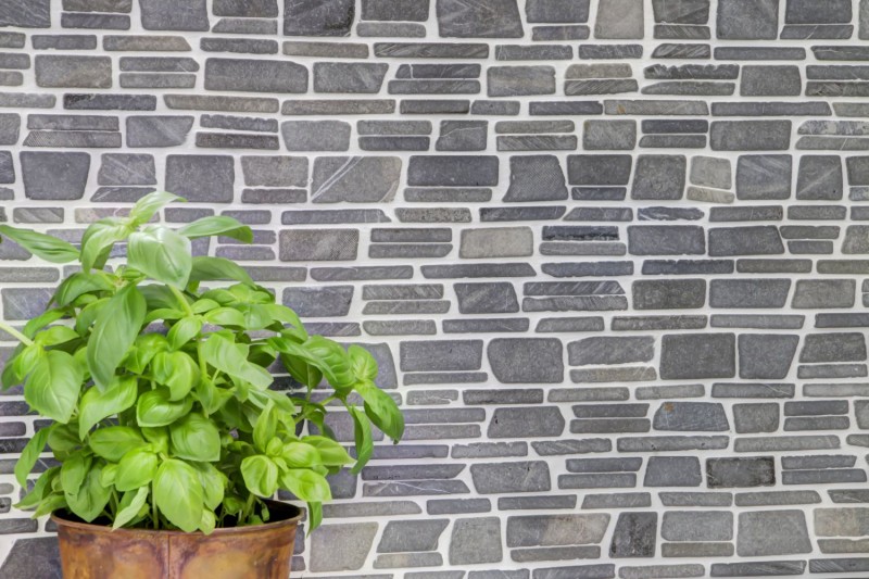 Mosaico di marmo pietra naturale grigio antracite mattone mosaico mattone legame piastrelle backsplash parete - MOS40-0210