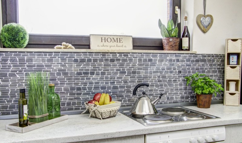 Mosaico di marmo pietra naturale grigio antracite mattone mosaico mattone legame piastrelle backsplash parete - MOS40-0210
