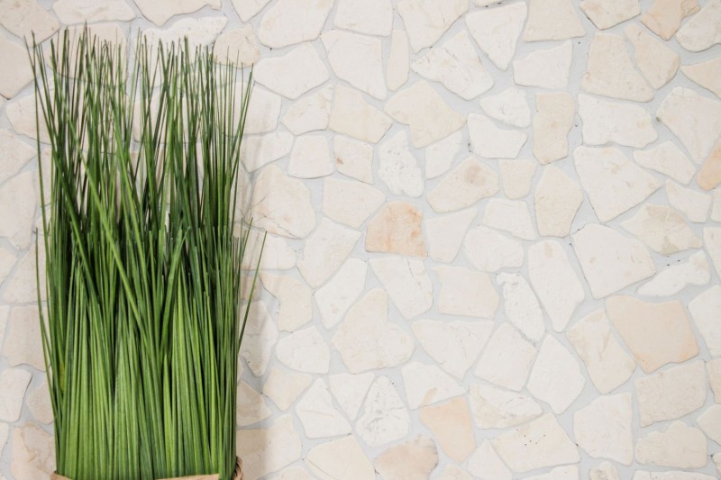 Mosaico di marmo di cava pietra naturale beige chiaro avorio piastrelle poligonali rivestimento parete - MOS44-30-100
