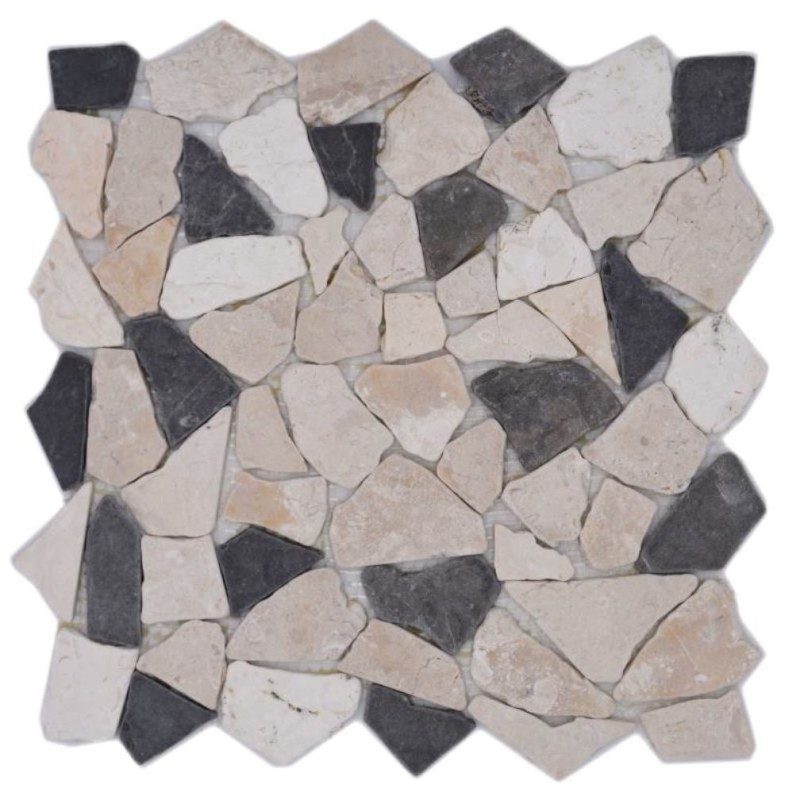 Mosaico di cava in pietra naturale beige crema nero antracite piastrelle poligonali backsplash cucina - MOS44-30-110