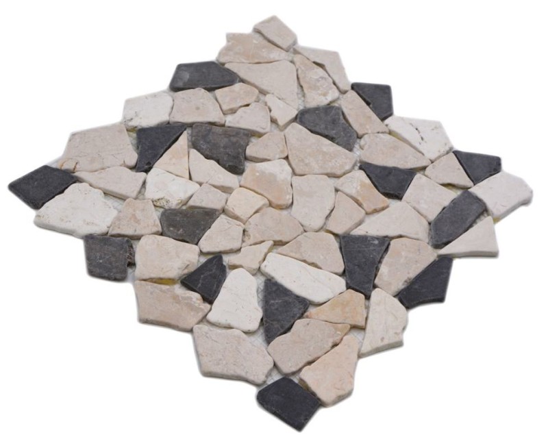 Mosaico di cava in pietra naturale beige crema nero antracite piastrelle poligonali backsplash cucina - MOS44-30-110