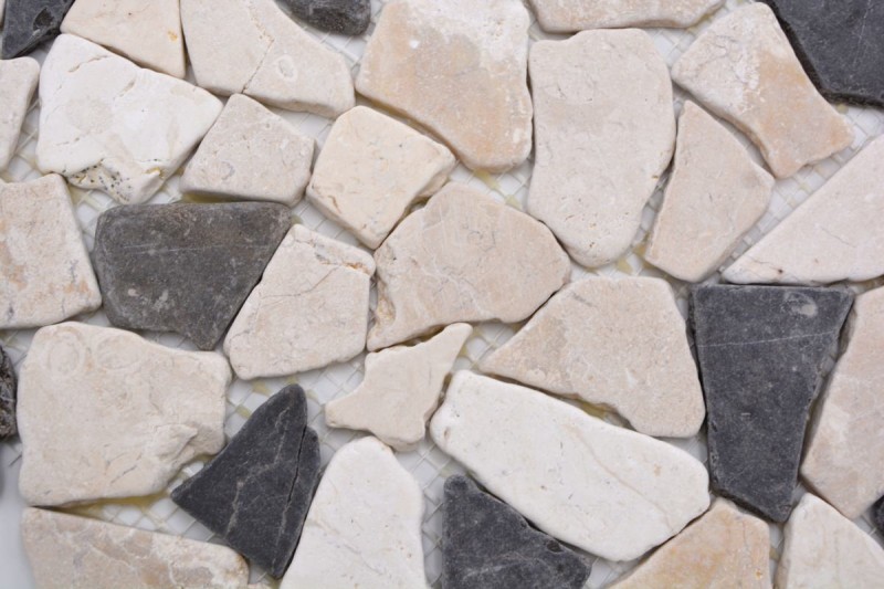 Mosaico di cava in pietra naturale beige crema nero antracite piastrelle poligonali backsplash cucina - MOS44-30-110