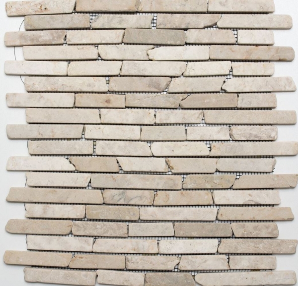 Piastrella di mosaico dipinta a mano Marmo pietra naturale beige chiaro Brick Biancone MOS40-0105_m