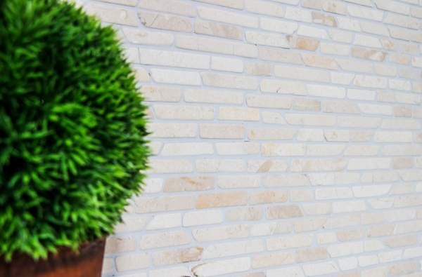 Piastrella di mosaico dipinta a mano Marmo pietra naturale beige chiaro Brick Biancone MOS40-0105_m