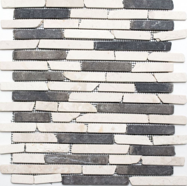 Piastrella di mosaico dipinta a mano Marmo pietra naturale beige nero Mattone BianconeJava MOS40-0115_m
