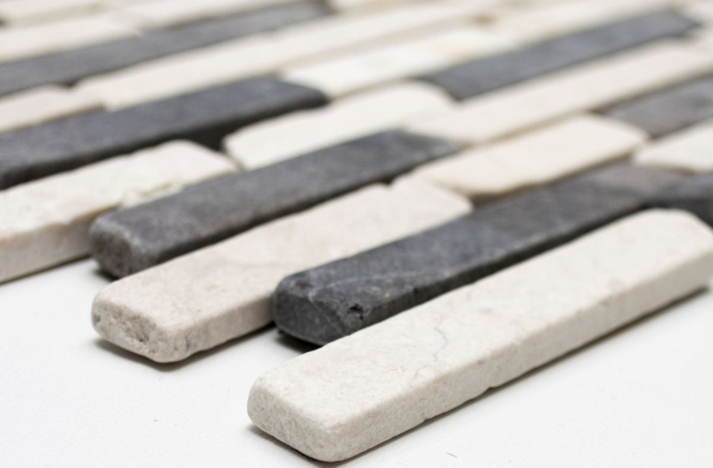 Piastrella di mosaico dipinta a mano Marmo pietra naturale beige nero Mattone BianconeJava MOS40-0115_m
