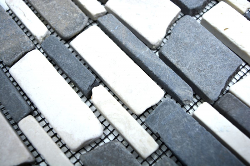 Piastrella di mosaico dipinta a mano marmo pietra naturale beige nero mattone mosaico BianconeJava MOS40-0205_m