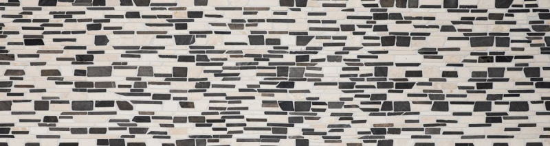 Piastrella di mosaico dipinta a mano marmo pietra naturale beige nero mattone mosaico BianconeJava MOS40-0205_m