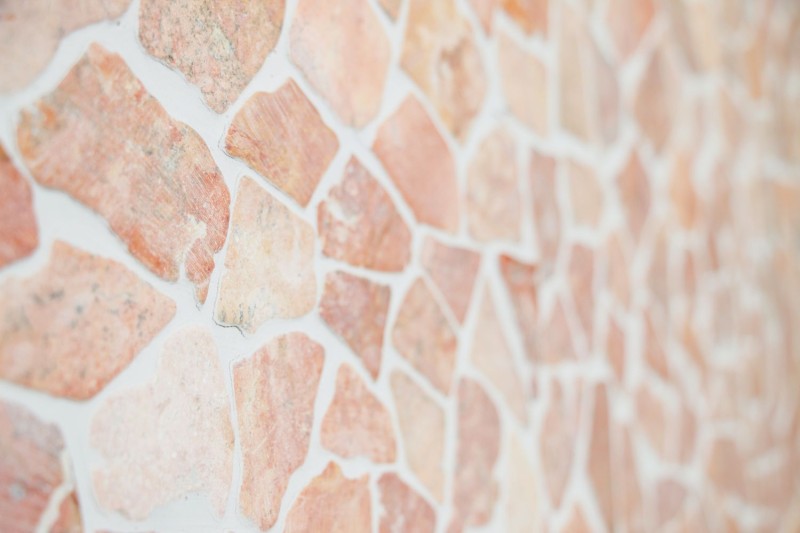 Mosaico cava marmo pietra naturale rosso poligonale Rossoverona splashback piastrella backsplash cucina piastrelle bagno - MOS44-30-140