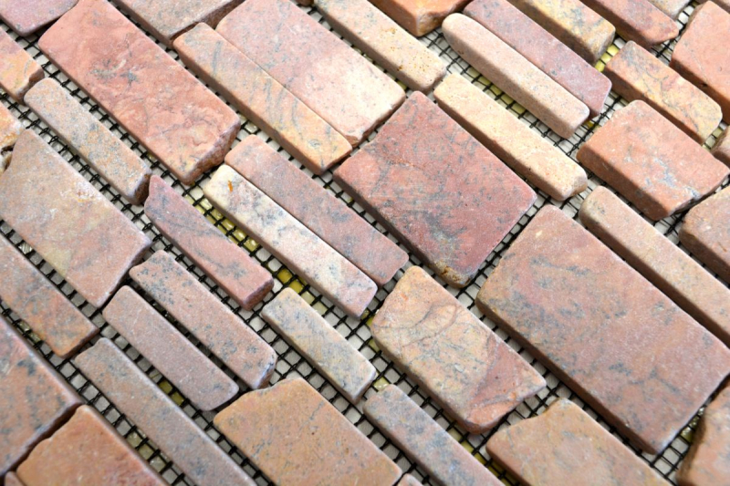 Piastrella di mosaico dipinta a mano marmo pietra naturale rosso mattone mosaico Rossoverona MOS40-0220_m