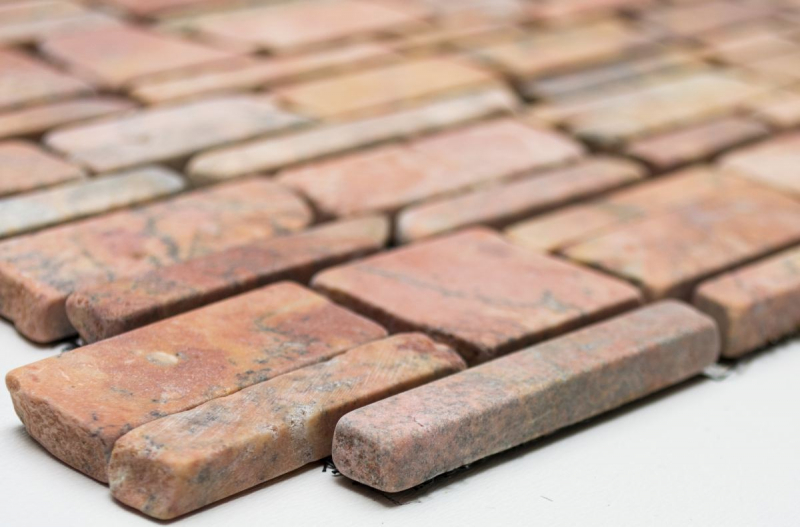 Piastrella di mosaico dipinta a mano marmo pietra naturale rosso mattone mosaico Rossoverona MOS40-0220_m