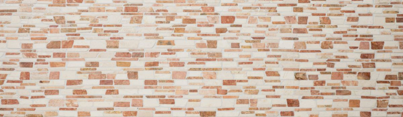 Mosaico piastrelle marmo pietra naturale beige rosso mattone Biancone Rosso MOS40-0225_f