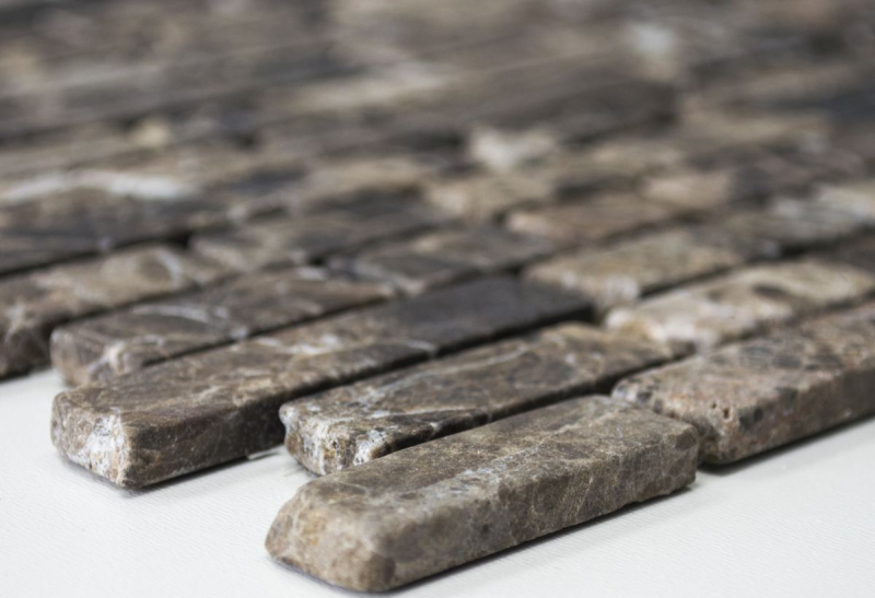 Mosaico di marmo pietra naturale beige marrone scuro Brick Castanao composito piastrella da parete bagno - MOS40-0185