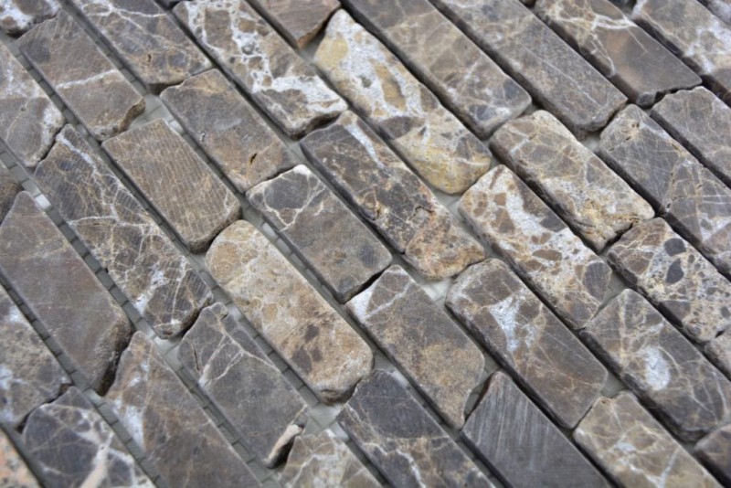 Mosaico di marmo pietra naturale beige marrone scuro Brick Castanao composito piastrella da parete bagno - MOS40-0185