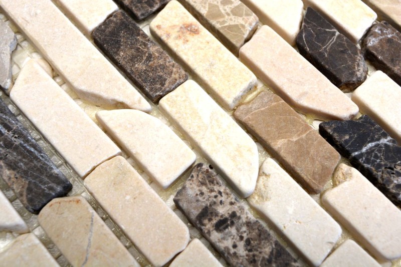 Mosaico di marmo pietra naturale beige marrone crema Brick Castanao Composite Chopsticks Tile Backsplash Wall Kitchen - MOS40-0195