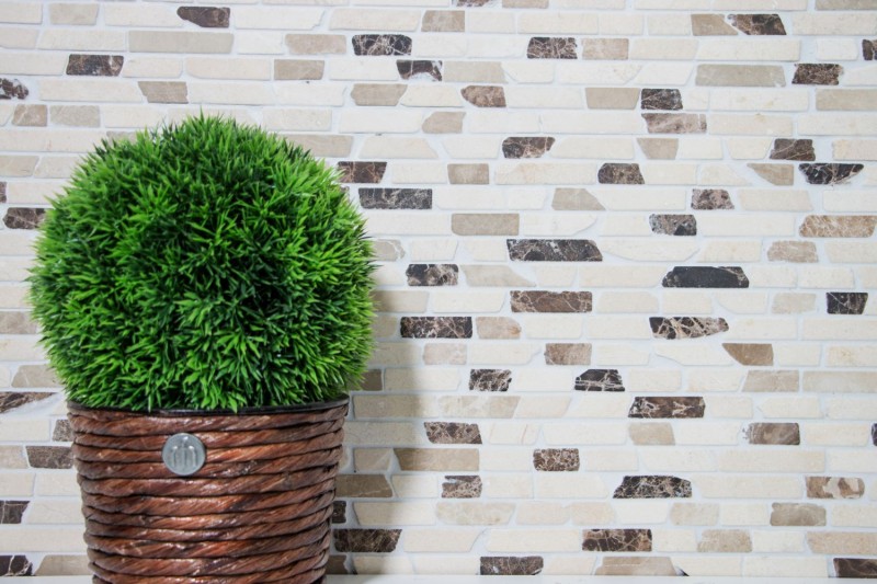 Mosaico di marmo pietra naturale beige marrone crema Brick Castanao Composite Chopsticks Tile Backsplash Wall Kitchen - MOS40-0195