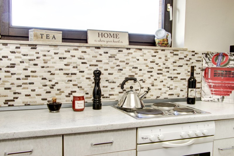 Mosaico di marmo pietra naturale beige marrone crema Brick Castanao Composite Chopsticks Tile Backsplash Wall Kitchen - MOS40-0195