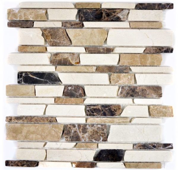 Piastrella di mosaico marmo pietra naturale beige marrone mattone mosaico Castanao Biancone MOS40-12-295_f