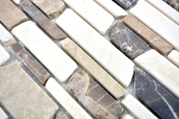 Piastrella di mosaico marmo pietra naturale beige marrone mattone mosaico Castanao Biancone MOS40-12-295_f