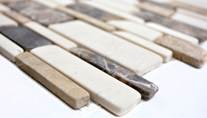 Piastrella di mosaico marmo pietra naturale beige marrone mattone mosaico Castanao Biancone MOS40-12-295_f