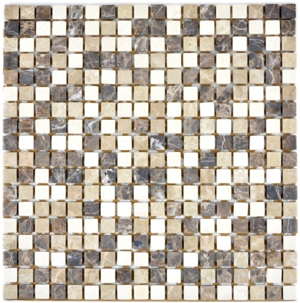 Piastrella di mosaico dipinta a mano marmo pietra naturale beige marrone Castanao Biancone MOS38-1213_m