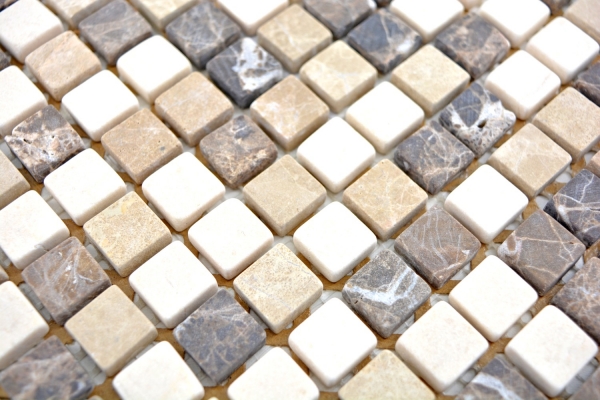 Piastrella di mosaico dipinta a mano marmo pietra naturale beige marrone Castanao Biancone MOS38-1213_m