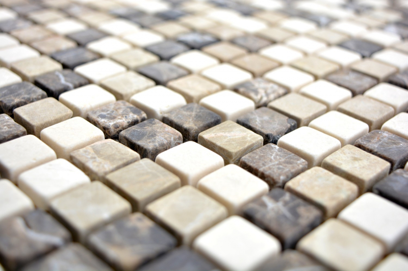 Piastrella di mosaico dipinta a mano marmo pietra naturale beige marrone Castanao Biancone MOS38-1213_m