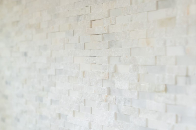 Piastrella di marmo a mosaico Pietra naturale Mattone Parete bond bianco 3D look Piastrella di parete WC - MOS40-3D11