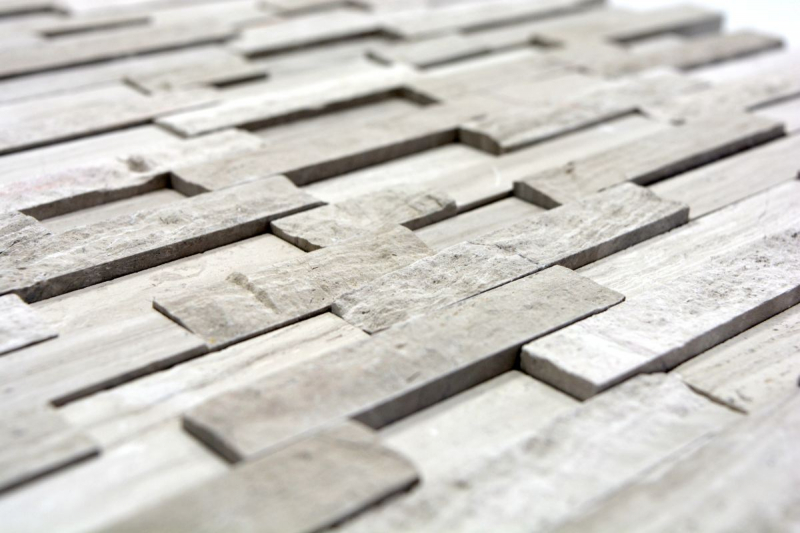 Piastrella di mosaico Marmo Pietra naturale Mattone Splitface strisce grigie MOS40-3D20_f