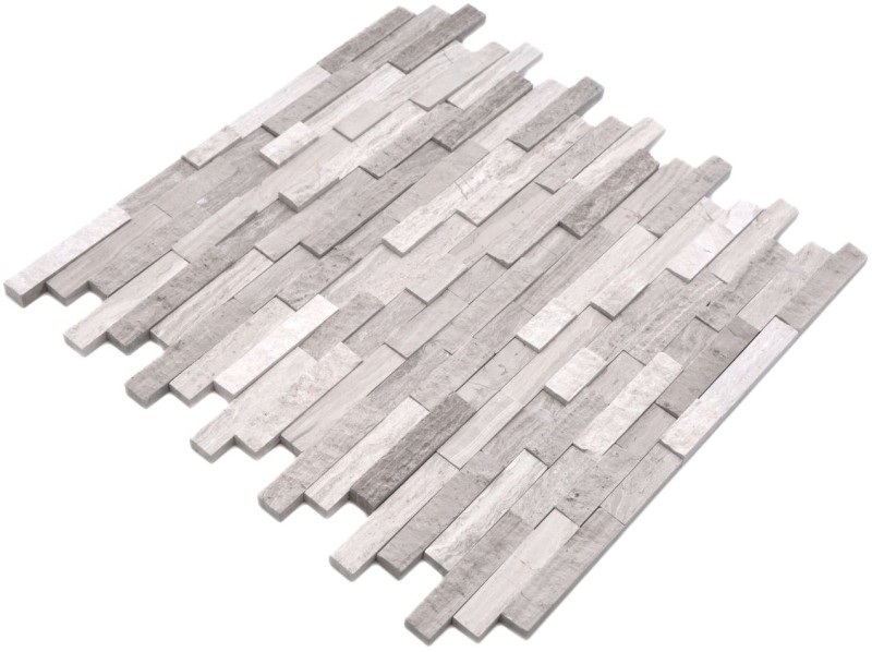 Muro di marmo a mosaico in pietra naturale mattone grigio chiaro a strisce piastrelle backsplash muro - MOS40-3D20