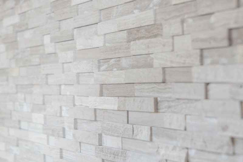 Muro di marmo a mosaico in pietra naturale mattone grigio chiaro a strisce piastrelle backsplash muro - MOS40-3D20