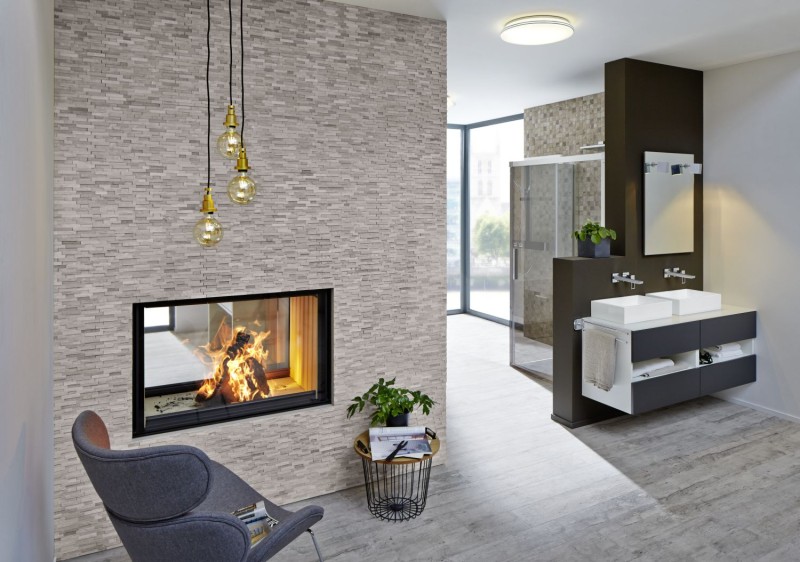 Muro di marmo a mosaico in pietra naturale mattone grigio chiaro a strisce piastrelle backsplash muro - MOS40-3D20