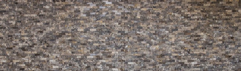 Muro di marmo a mosaico pietra naturale pietra marrone scuro muro di mattoni legame 3D look cucina bagno - MOS40-3D76