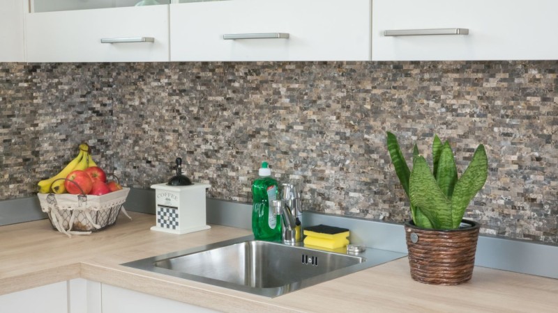 Muro di marmo a mosaico pietra naturale pietra marrone scuro muro di mattoni legame 3D look cucina bagno - MOS40-3D76