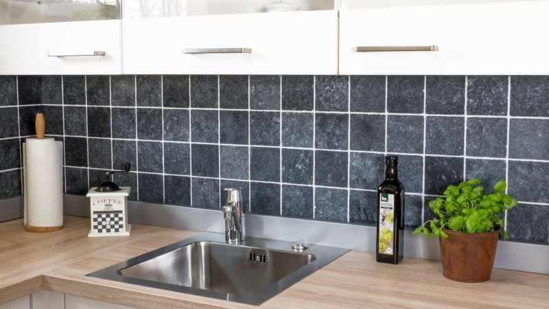 Piastrella marmo pietra naturale nero nero antracite grigio scuro pietra naturale piastrella aspetto antico pavimento piastrella parete cucina - MOSF-45-46093