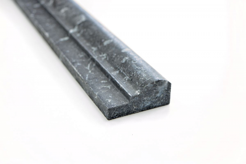 Bordo marmo pietra naturale nero nero antracite grigio scuro profilo aspetto antico parete bagno pavimento cucina sauna - MOSProf-43348