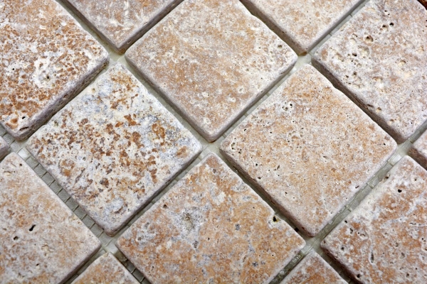 Travertino mosaico piastrelle terrazza pavimento pietra naturale medio noce marrone piastrelle backsplash muro piastrelle cucina piastrelle rivestimento in mattoni - MOS43-44048