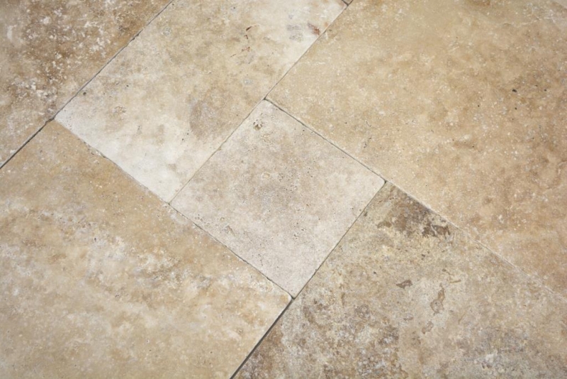 Piastrella Travertino pietra naturale Chiaro beige crema piastrella in pietra naturale Roman bond piastrella da parete effetto antico piastrella da bagno - MOSF-45-46000