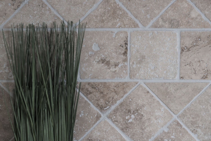Piastrella Travertino pietra naturale Chiaro beige crema pietra naturale piastrella aspetto antico piatto doccia doccia parete cucina piastrella - MOSF-45-46079