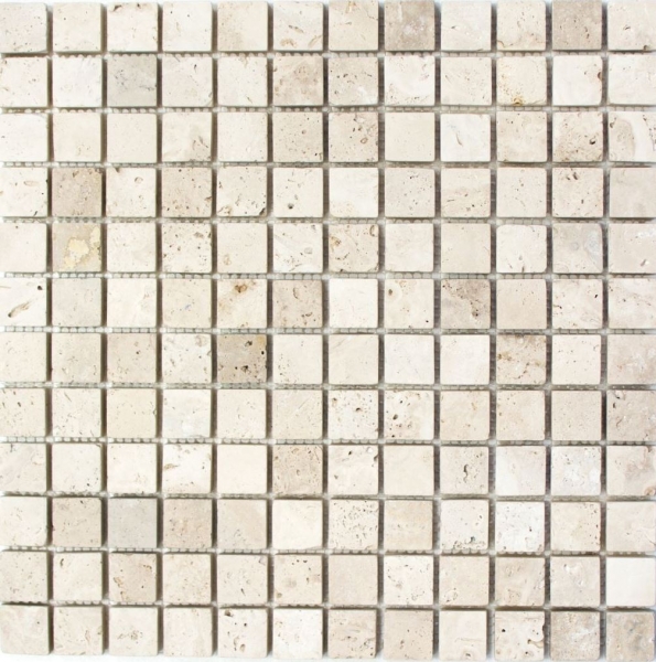 Piastrelle di travertino mosaico terrazzo pavimento pietra naturale beige chiaro crema rivestimento cucina alzatina piatto doccia - MOS43-46023