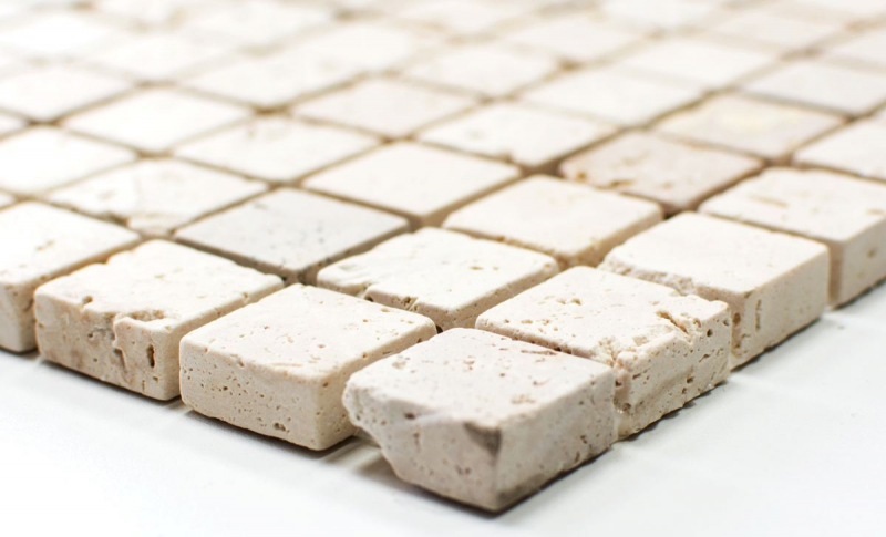 Piastrelle di travertino mosaico terrazzo pavimento pietra naturale beige chiaro crema rivestimento cucina alzatina piatto doccia - MOS43-46023