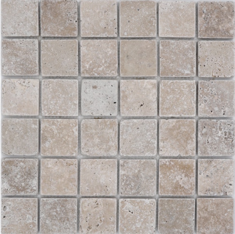 Piastrelle di travertino mosaico terrazza pavimento pietra naturale Medio beige chiaro crema parete rivestimento piatto doccia doccia parete cucina piastrelle - MOS43-46048