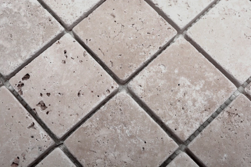 Piastrelle di travertino mosaico terrazza pavimento pietra naturale Medio beige chiaro crema parete rivestimento piatto doccia doccia parete cucina piastrelle - MOS43-46048
