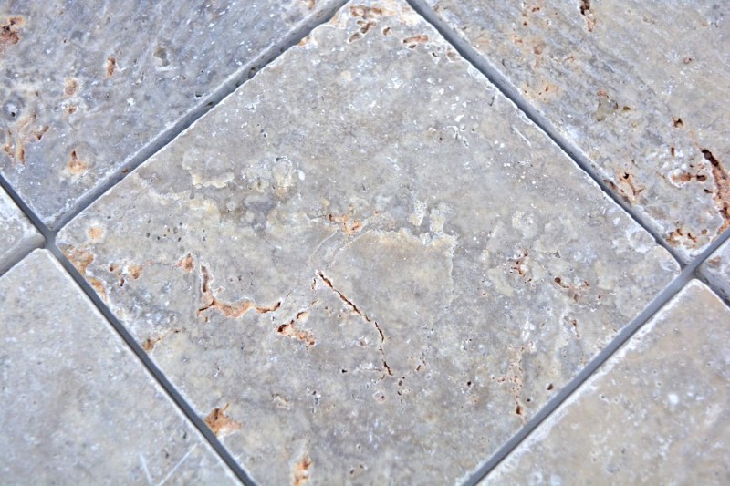 Piastrella Travertino pietra naturale Argento argento bianco grigio chiaro pietra naturale piastrella argento aspetto antico pavimento piastrella muro cucina - MOSF-45-47030