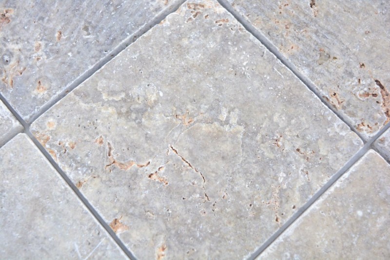 Piastrella Travertino pietra naturale Argento argento bianco grigio chiaro pietra naturale piastrella argento aspetto antico pavimento piastrella muro cucina - MOSF-45-47030