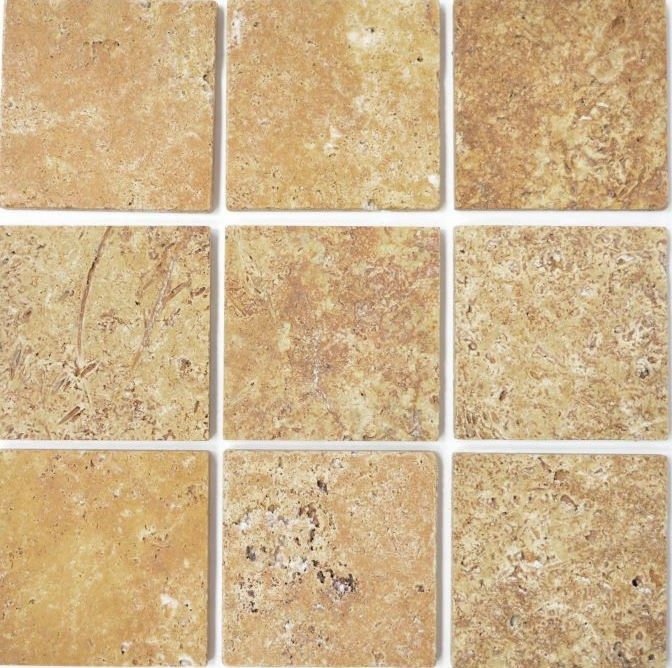 Piastrella travertino pietra naturale giallo oro piastrella pietra naturale marrone dorato aspetto antico pavimento doccia piastrella parete - MOSF-45-51010